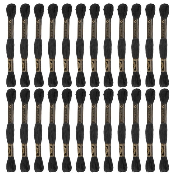 Uxcell 24 Skeins Embroidery Floss 8m Each Long Fiber Cotton Cross Stitch Thread Black