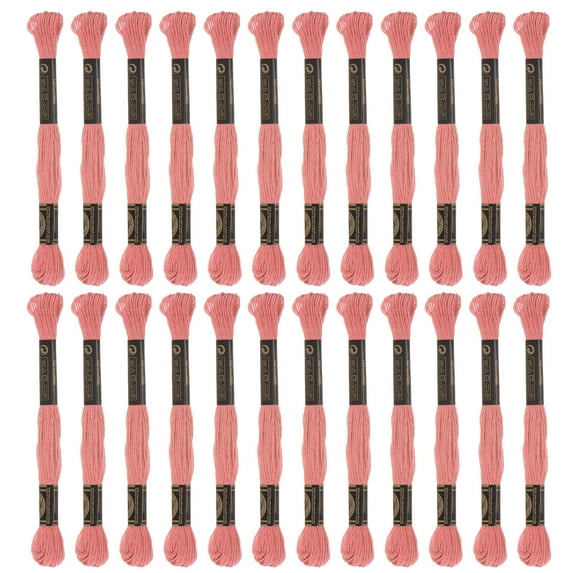 Uxcell 24 Skeins Embroidery Floss 8m Each Long Fiber Cotton Cross Stitch Thread Dark Pink