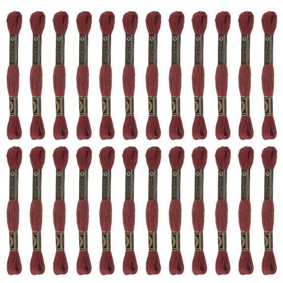 Uxcell 24 Skeins Embroidery Floss 8.75 Yard Each Long Fiber Cotton Cross Stitch Thread Dark Red