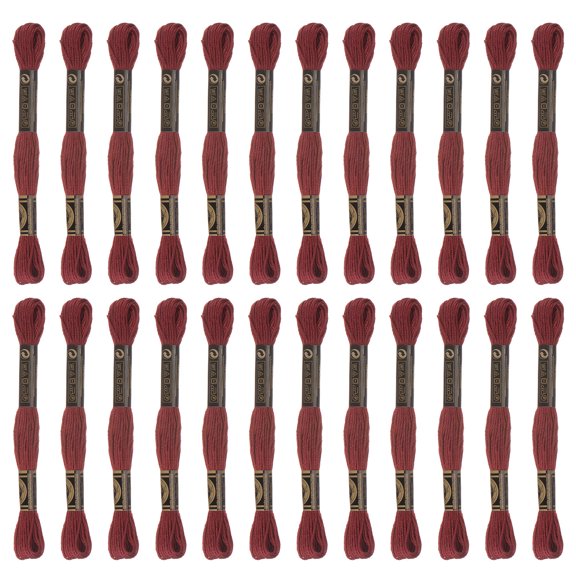 Uxcell 24 Skeins Embroidery Floss 8.75 Yard Each Long Fiber Cotton Cross Stitch Thread Dark Red