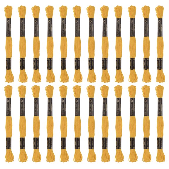 Uxcell 24 Skeins Embroidery Floss 8m Each Long Fiber Cotton Cross Stitch Thread Dark Yellow
