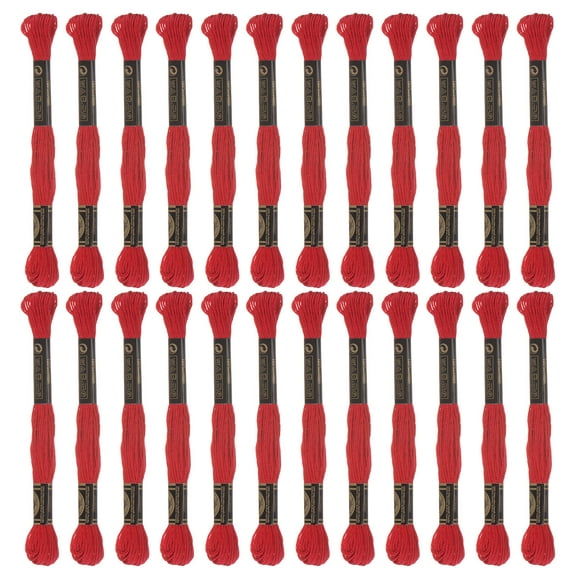 Uxcell 24 Skeins Embroidery Floss 8m Each Long Fiber Cotton Cross Stitch Thread Red