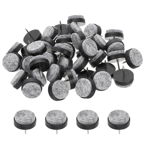 Uxcell 24 mm Nail-on Felt Pads, Round Felt Furniture Sliders for Protection Black 72 Pcs