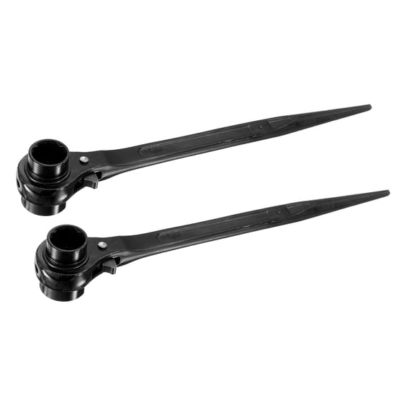 Uxcell 24 x 30mm Hexagon Scaffold Podger Ratchet Spanner Ratcheting Socket Wrench Tool (Black) 2pcs