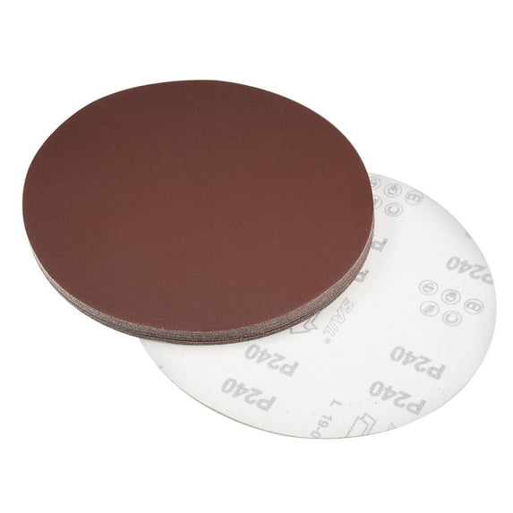 Uxcell 240 Grits 8-Holes Sanding Discs Hook and Loop Wet Dry Sandpaper Sander Aluminum Brown 15 pcs