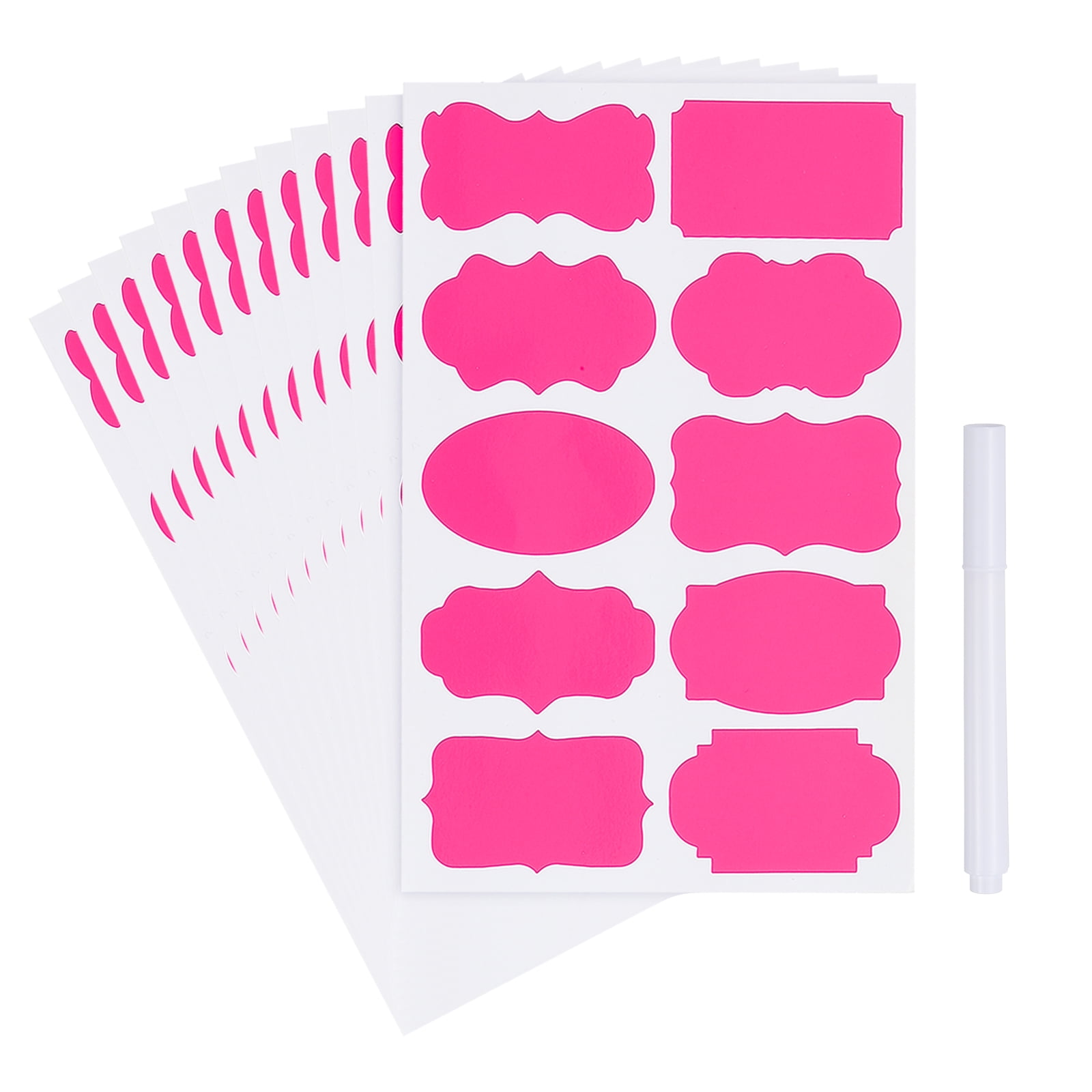 Uxcell 240 Pcs Chalkboard Labels for Jars, 2" x 3" Self Adhesive Blank Gift Stickers All Purpose Name Tags Sticker with Marker for Present, Canning, Bottle, Food Containers, Rose Red