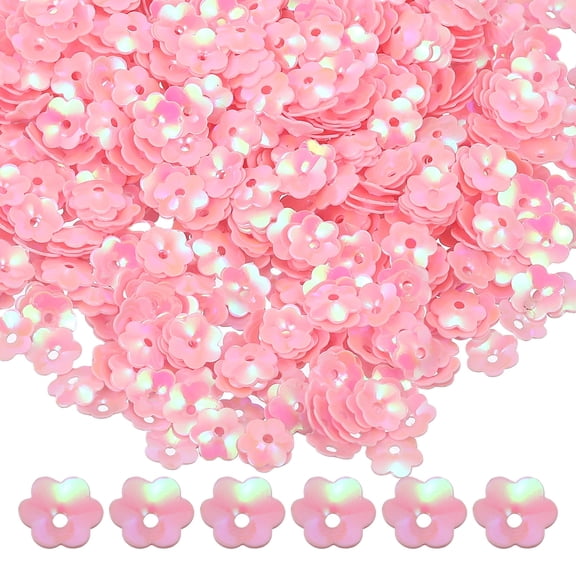 Uxcell 2400 Pcs Flower Loose Sequins, 6mm Plum Shape Glitter Sequins Embroidery Paillettes Crafts Clothing Accessories for Sewing Clothes DIY Crafts Jewelry Making, Pink