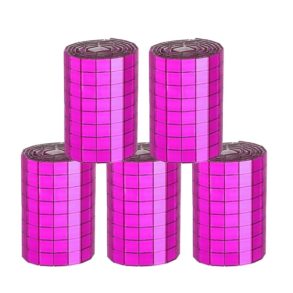 Uxcell 2400 Pcs Mirror Mosaic Tiles 5 x 5 mm Square Glass Self-Adhesive Disco Ball Mirror Tiles Sticker for DIY Craft Decoration Art Collage Card Making, Rose Red