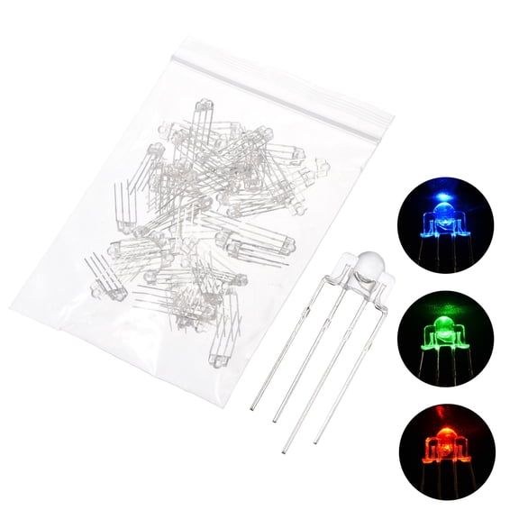Uxcell 240Pcs 3mm LED Diodes,  Light Emitting Diodes, Bulb Lamp Electronic Project Kit for Science Project Circuit Board(RGB Multicolor Light Common Anode, Transparent Lens)