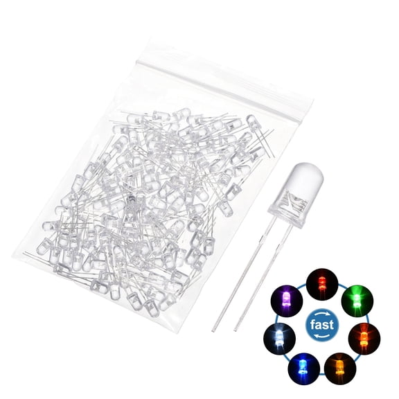 Uxcell 240Pcs 5mm LED Diodes,  Light Emitting Diodes, Bulb Lamp Electronic Project Kit for Science Project Circuit Board(Multicolor Fast Blinking, Transparent Lens)