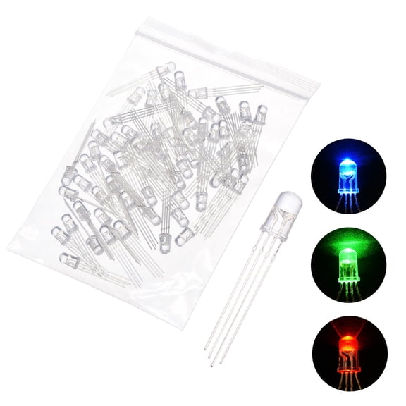 Uxcell 240Pcs 5mm LED Diodes,  Light Emitting Diodes, Bulb Lamp Electronic Project Kit for Science Project Circuit Board(RGB Multicolor Light Common Anode, Transparent Lens)