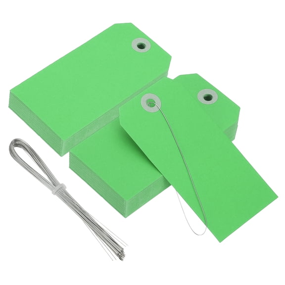 Uxcell 240Pcs Blank Manilla Shipping Tags with Wire, 4 3/4 x 2 3/8 Inches Offset Paper Hang Tags Gift Tags, Green