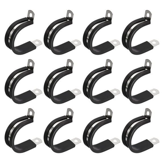 Uxcell 24Pack 1-3/16" Cable Clamp R Shape Stainless Steel Rubber Cushioned Pipe Strap
