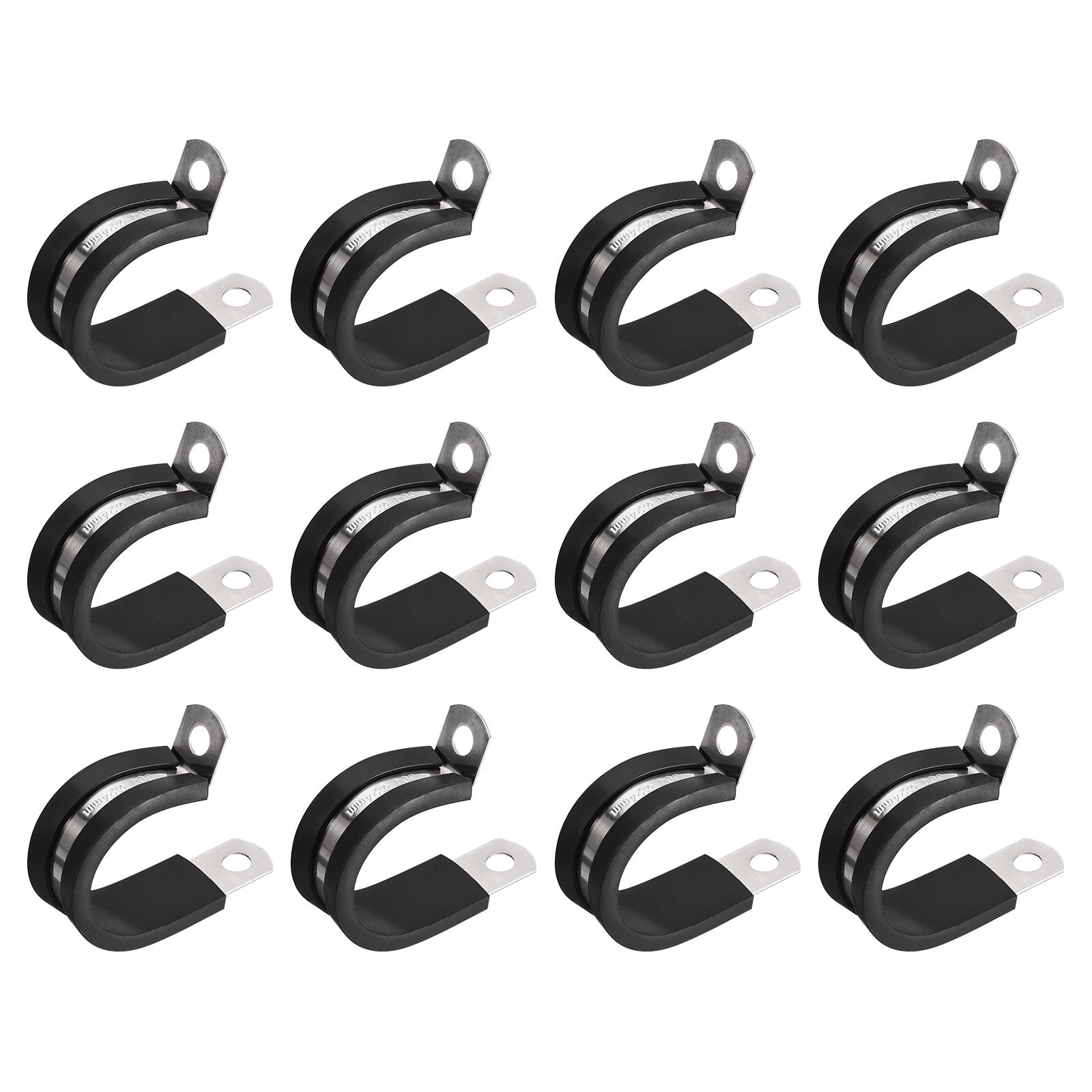 Uxcell 24Pack 1" Cable Clamp R Shape Stainless Steel Rubber Cushioned Pipe Strap