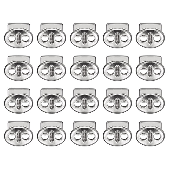 Uxcell 24Pack Alloy Spring Cord Lock Ends Toggle for Shoelaces Bright Silver 17x15mm
