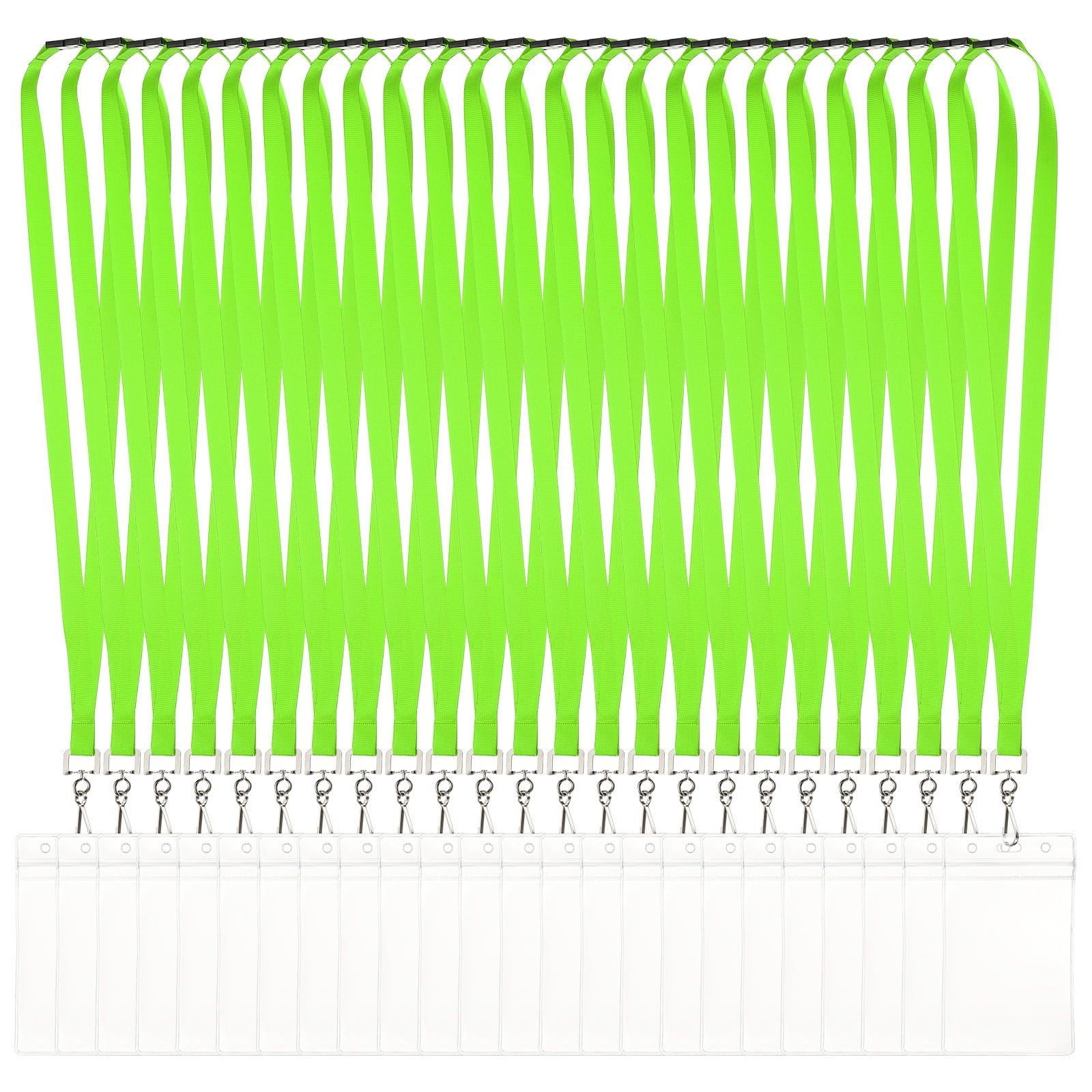 Uxcell 24Pack Colored Lanyards for ID Badges, Breakaway Lanyards for Keys, Fluorescent Green