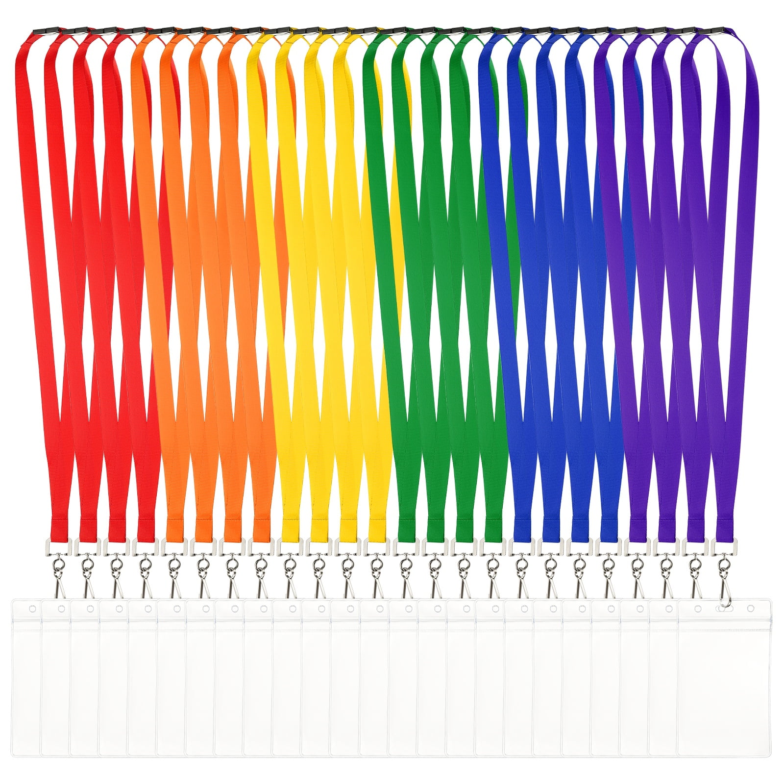 Uxcell 24Pack Colored Lanyards for ID Badges, Breakaway Lanyards for Keys, Multicolor