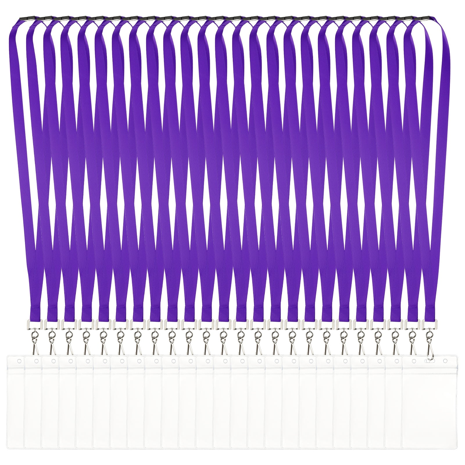 Uxcell 24Pack Colored Lanyards for ID Badges, Breakaway Lanyards for Keys, Purple