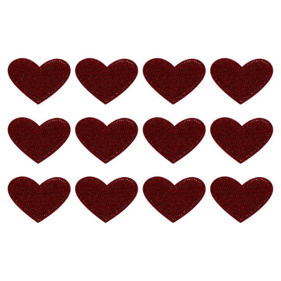 Uxcell 24Pack Iron on Heart Patches Sew on Heart Embroidered Patches, 25mm Wine Red