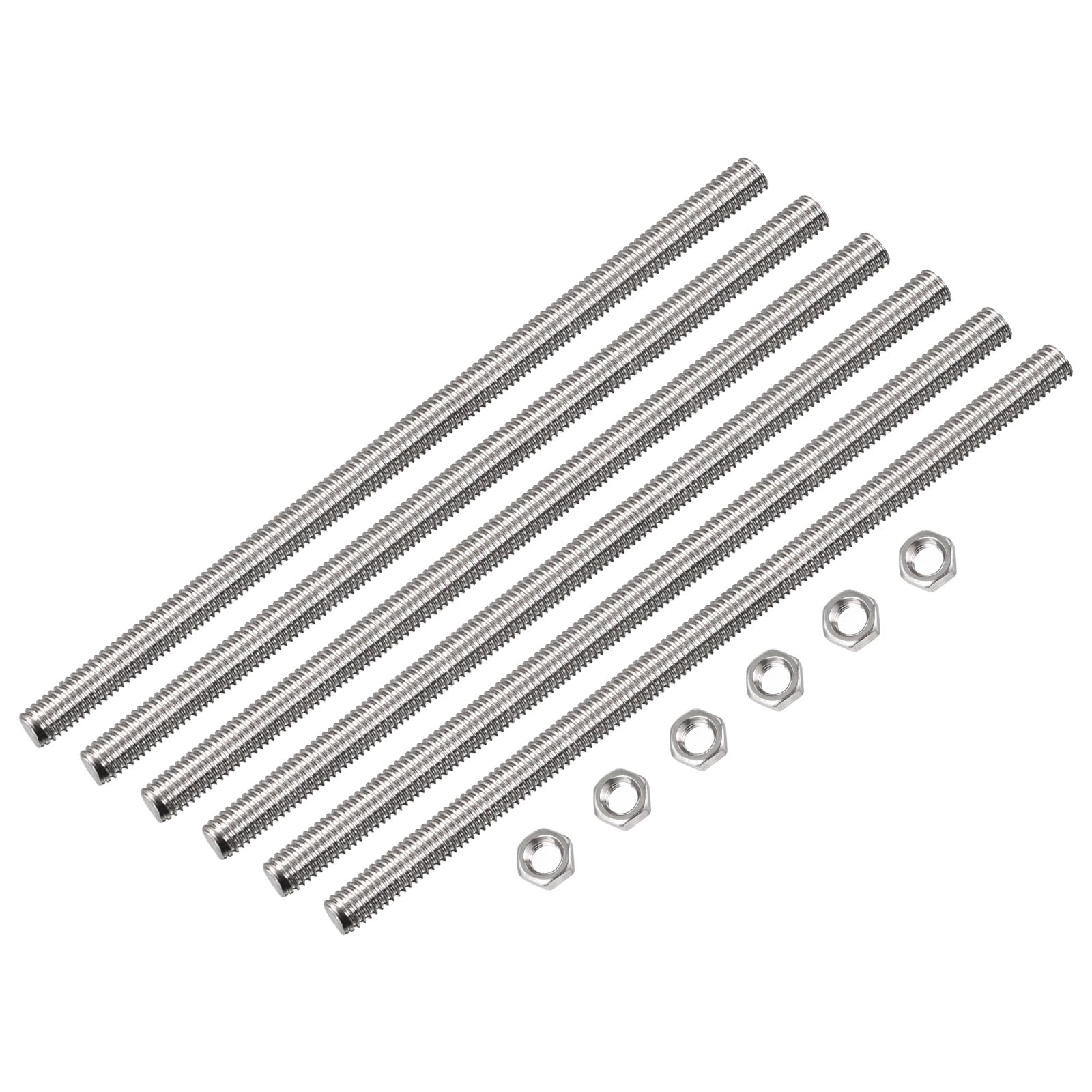Uxcell 24Pack M5 x 250mm Fully Threaded Rod w 24Pack Hex Nuts, 0.8mm Pitch 304 Stainless Steel Right Hand Threaded Rod