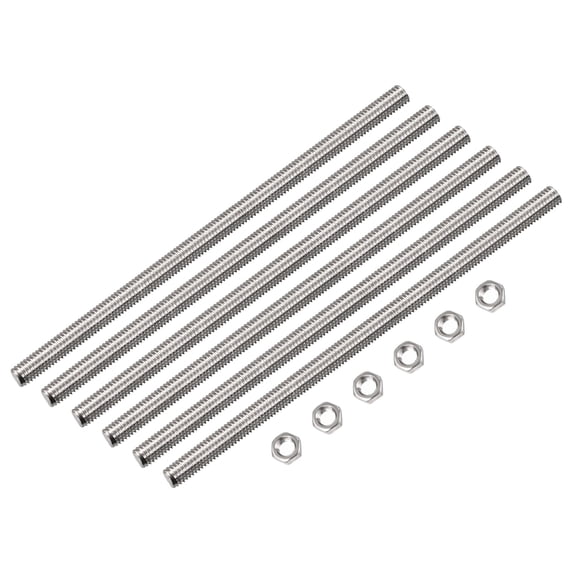 Uxcell 24Pack M5 x 300mm Fully Threaded Rod w 24Pack Hex Nuts, 0.8mm Pitch 304 Stainless Steel Right Hand Threaded Rod