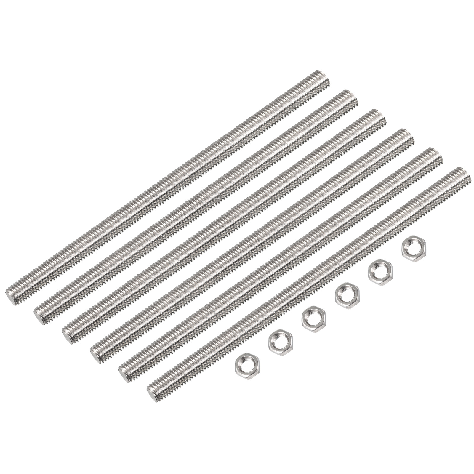 Uxcell 24Pack M8 x 300mm Fully Threaded Rod w 24Pack Hex Nuts, 1.25mm Pitch 304 Stainless Steel Right Hand Threaded Rod