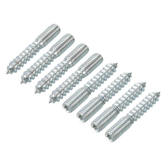 Uxcell 24Pack M8x50mm Hanger Bolt Double Headed Bolt Self-Tapping Screw for Furniture