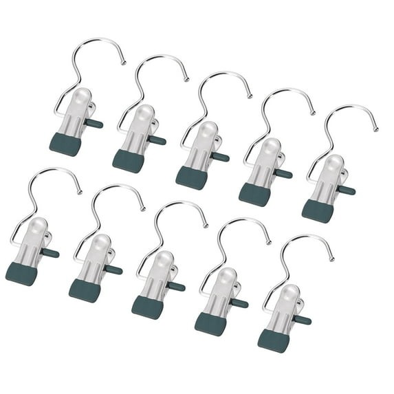 Uxcell 24Pack Stainless Steel Boot Hangers Portable Laundry Hanging Hooks Clips, Dark Green