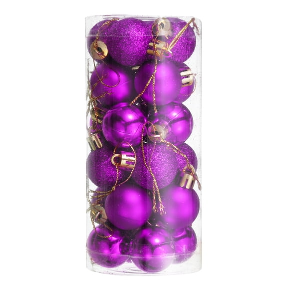 Uxcell 24Pcs 1.1" Christmas Balls Ornaments Shatterproof Hanging Balls Set Purple