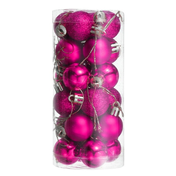 Uxcell 24Pcs 1.1" Christmas Balls Ornaments Shatterproof Hanging Balls Set Rose Red