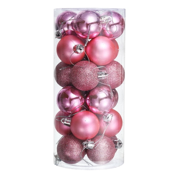 Uxcell 24Pcs 1.5" Christmas Balls Ornaments, Shatterproof Hanging Ball Set for Christmas Tree Pink