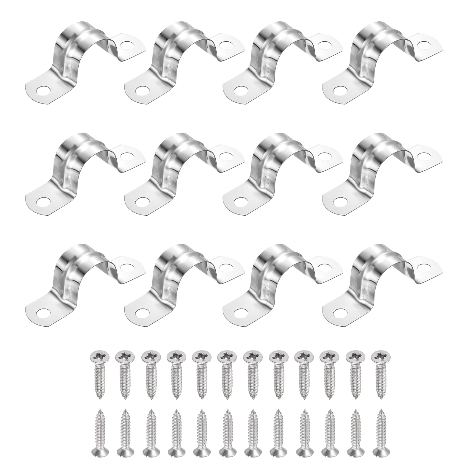 Uxcell 24Pcs 20mm(13/16")304 Stainless Steel Rigid Pipe Strap, Two Hole ...