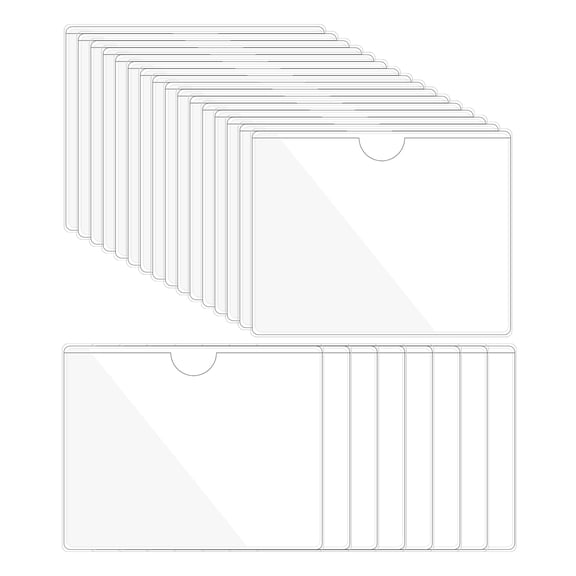 Uxcell 24Pcs 3.1x3.9" Self Adhesive Index Card Pockets with Top Open for Loading, Clear