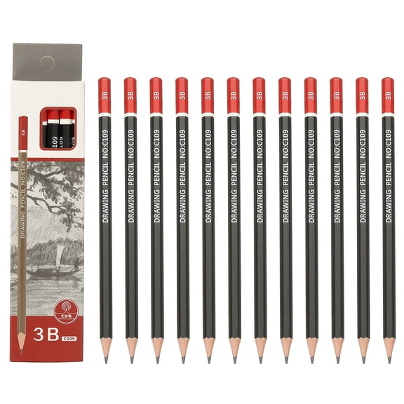 Uxcell 24Pcs 3B Drawing Pencils for Sketching, Hexagonal Pre-sharpened Sketch Pencils for Drawing Writing Art Sketching Artists Beginners, Red/Black