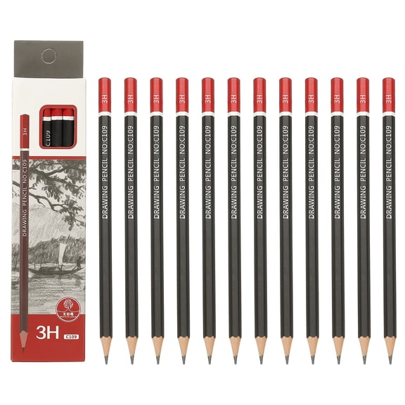 Uxcell 24Pcs 3H Drawing Pencils for Sketching, Hexagonal Pre-sharpened Sketch Pencils for Drawing Writing Art Sketching Artists Beginners, Red/Black