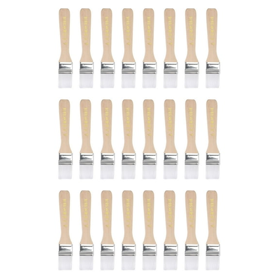 Uxcell 24Pcs 5.5" Paint Brush 1" Width Soft Nylon Bristle with Wood Handle for Wall, Cabinets, Fences White
