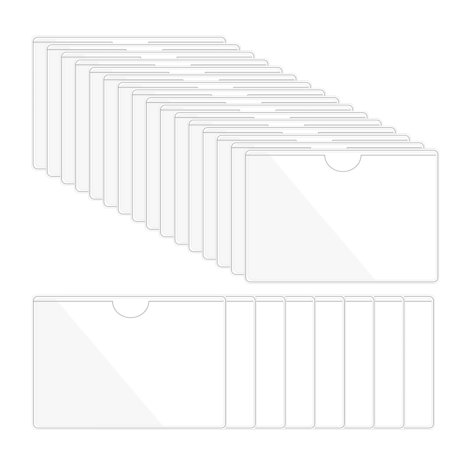 Uxcell 24Pcs 5.9x3.9" Self Adhesive Index Card Pockets with Top Open for Loading, Clear