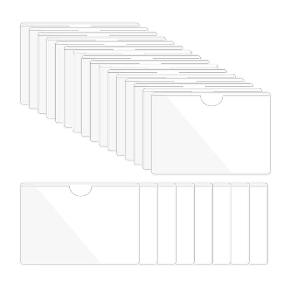 Uxcell 24Pcs 5.9x3.9" Self Adhesive Index Card Pockets with Top Open for Loading, Clear