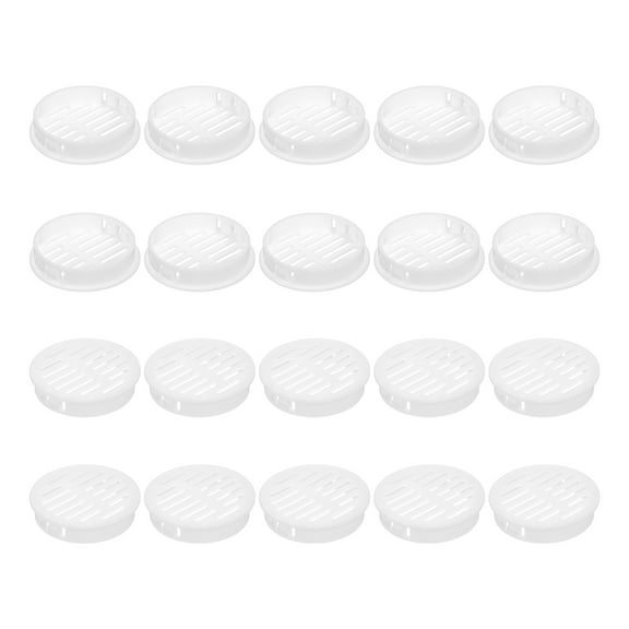 Uxcell 24Pcs 50mm/1.97" Circular Soffit Air Vents, Plastic Soffit Vent Cover, Round Mesh Hole Louver for Bathroom Kitchen Cabinet Wardrobe, White