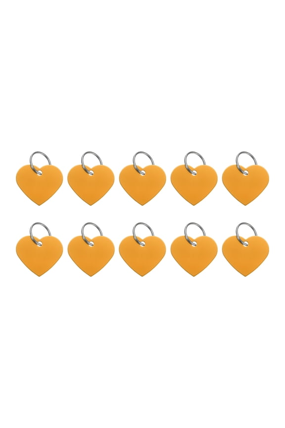 10Pcs Aluminum Engraving Blanks Tags, Metal Blank Tags Stamping Heart Shape with 10 Keychain Blank Bulk Dog Tag for DIY Personalized Pet Tag, Yellow
