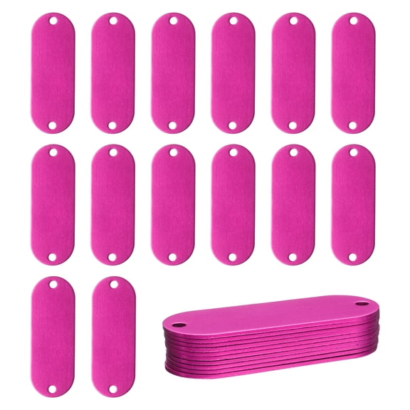 Uxcell 24Pcs Aluminum Engraving Blanks Tags, Metal Blank Tags Stamping Oval with 2 Holes Blank Bulk Dog Tag for DIY Personalized Pet Tag Number Tag, Rose Red