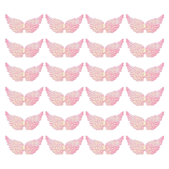 Uxcell 24Pcs Angel Wings for Crafts, Small Glitter Pink Angel Wings Ornament Fabric Wings Sew on Patches for DIY Crafts (5.3 Inch)