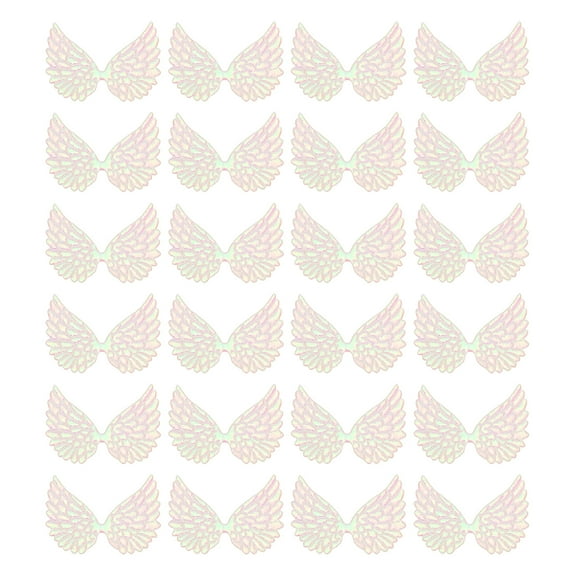 Uxcell 24Pcs Angel Wings for Crafts, Small Glitter White Angel Wings Ornament Fabric Wings Sew on Patches for DIY Crafts (3.4 Inch)