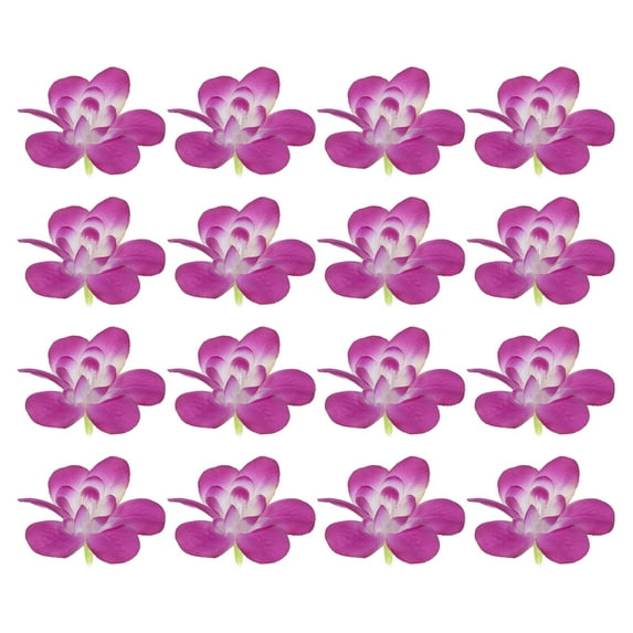 Uxcell 24Pcs Artificial Orchid Petals Faux Orchid Flower Head Fake Flowers Crafts for Wedding Decoration, Dark Purple