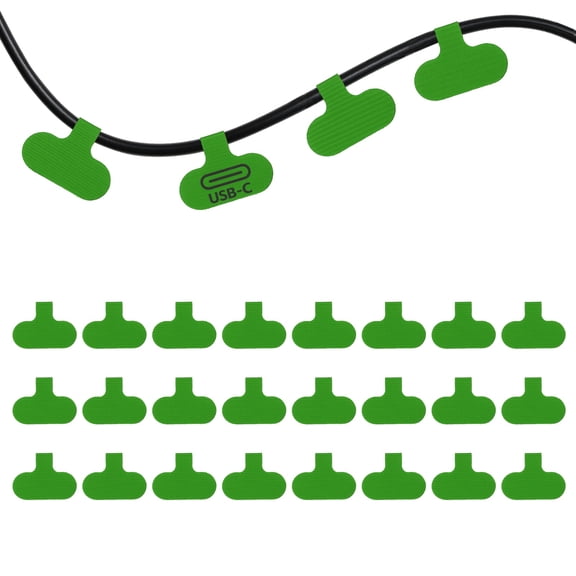 Uxcell 24Pcs Cable Labels Tags, 2.4" Write on Wire Tags Cord Labels Hook Loop Oval Cable Ties for Electronics Organize Wire Classify Identification Management, Green