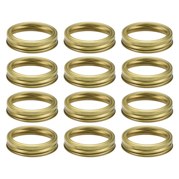 Uxcell 24Pcs Canning Rings Regular Mouth, 70mm Metal Canning Jar Rings for Mason Jar Gold Tone
