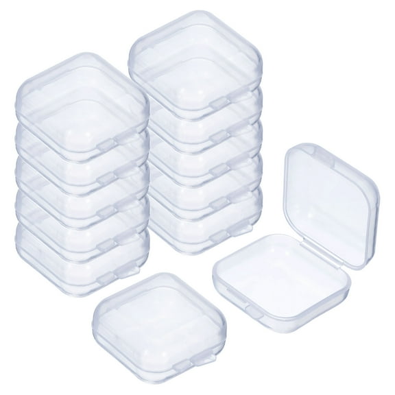 Uxcell 24Pcs Clear Small Plastic Storage Containers with Lids, Square Anti-Oxidation Boxes(1.4x1.38x0.79In)