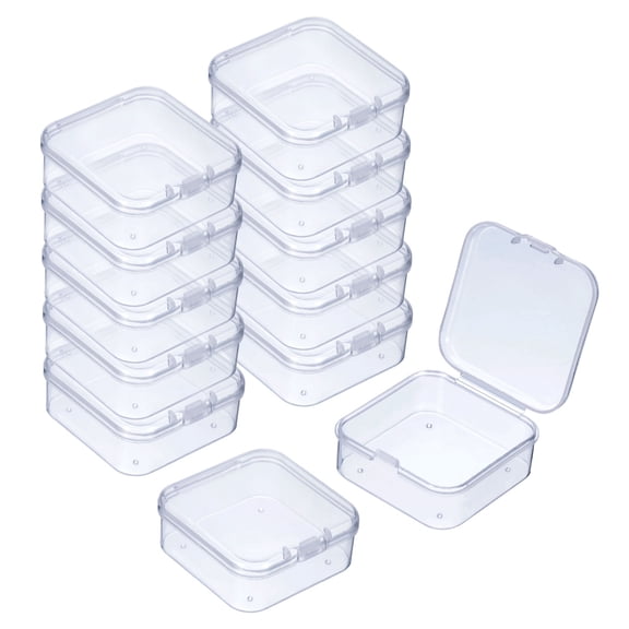 Uxcell 24Pcs Clear Small Plastic Storage Containers with Lids, Square Anti-Oxidation Boxes(2.2x2.17x0.79In)