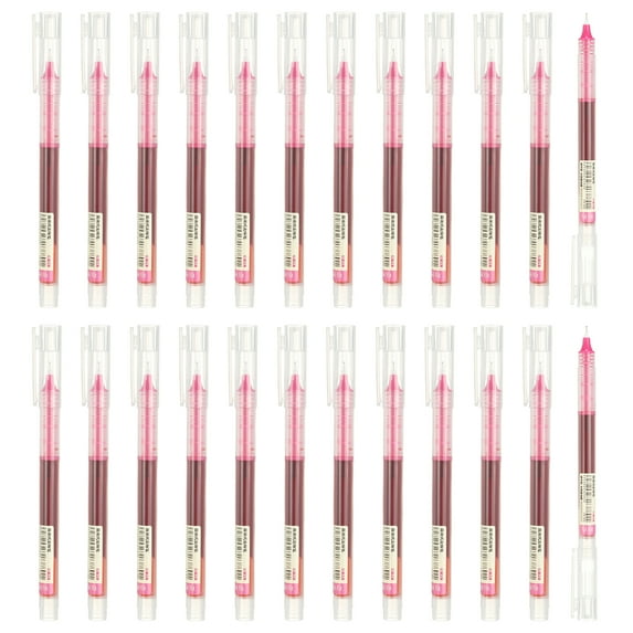 Uxcell 24Pcs Colored Gel Ink Pens, 0.5mm Extra Fine Point Smooth Writing Quick Drying Liquid Ink Rollerball Pens, Pink