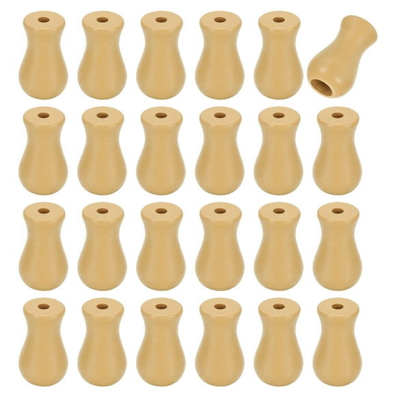 Uxcell 24Pcs Cord Knobs, Wood Cord Tassel Drops Pull End Pendant for Window Blinds and Curtains, Yellow Cylinder